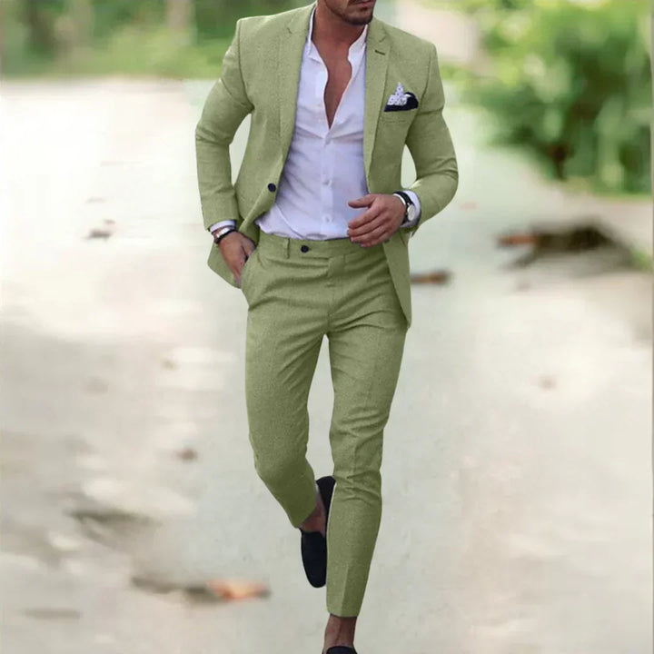 Grüner 2-teiliger Herrenanzug Slim Fit. Vielseitig als Business-, Party- oder Sommeranzug.