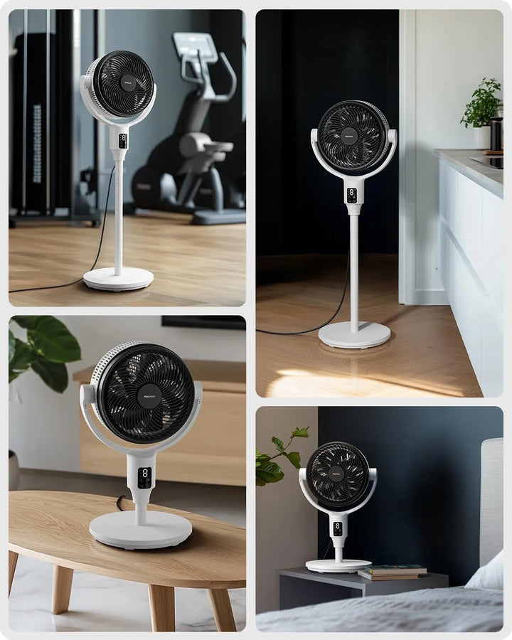 Langlebiger Ventilator als Stand- und Tischmodell, leise und höhenverstellbar, ideal für Büro und Zuhause.