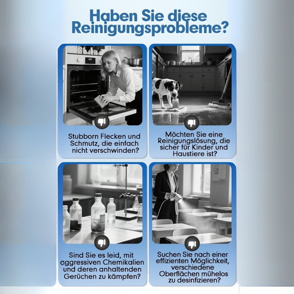 Umweltfreundlicher Dampfreiniger: hygienische Tiefenreinigung für Ihr Zuhause, ganz ohne chemische Putzmittel.