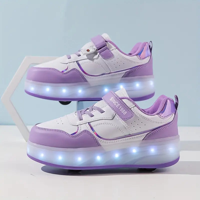 GlideGlow Unisex Rollschuh-Sneaker mit bunten LED-Lichtern für Kinder & Teenager; ideal für Skaten & Spiel.