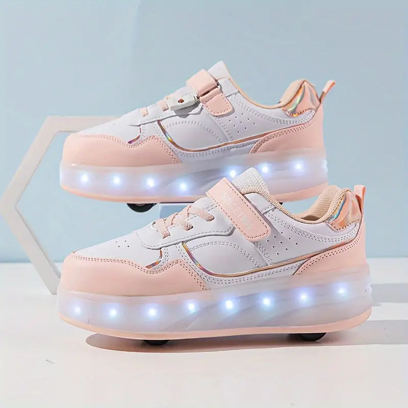 Leuchtende Unisex Rollschuh-Sneaker für Kinder & Jugendliche, mit farbigen LED-Lichtern für Spaß beim Skaten & Spielen.