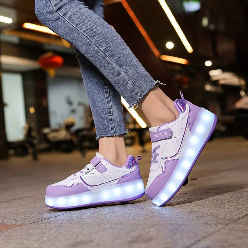Bequeme Kinder & Teenager Rollschuh-Sneaker, unisex Design mit LED-Beleuchtung; perfekt für Sport und Outdoor-Spiel.