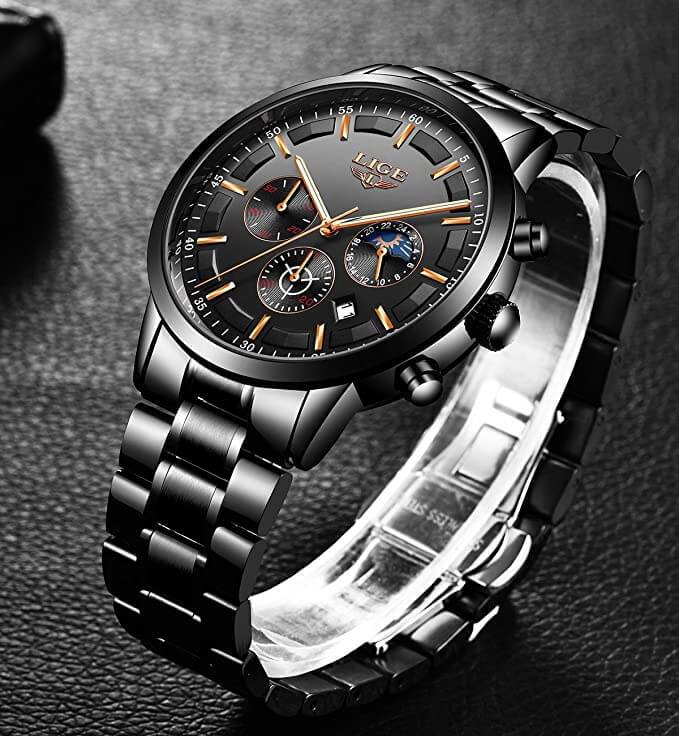 Klassische Herren Militär-Uhr SteeleX, robustes Edelstahlgehäuse mit modernem Zifferblatt. Herren Accessoire.