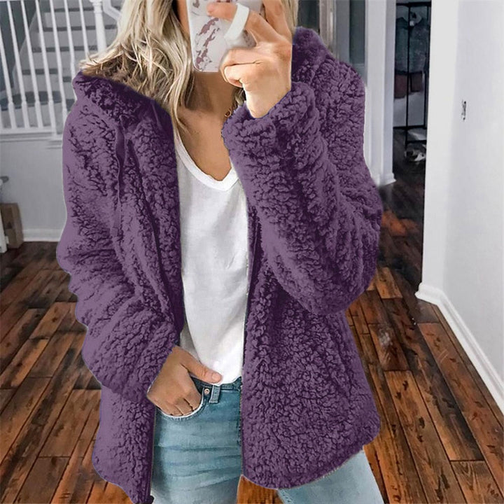 Damen Winterjacke mit Kapuze, super weich, warm & kuschelig. Lässiger Langarm-Cardigan.