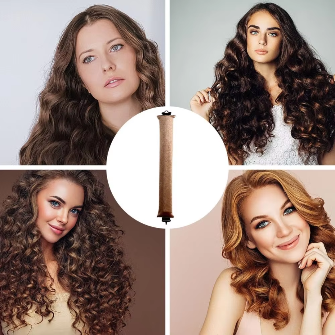 Sanfte Wellen und Locken: Damen Hitzefrei-Wickler Set für atemberaubendes Haarstyling. Übernacht Haartool.