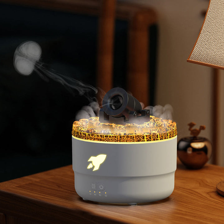 Beruhigendes Stimmungslicht & Luftbefeuchtung: Aroma Diffuser mit realistisch flackerndem Flammen-Effekt für Entspannung.