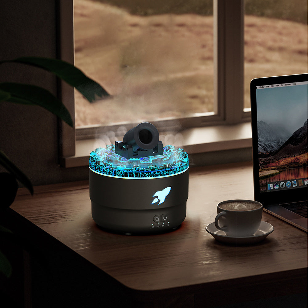 3-in-1 Gerät: Aroma Diffuser, Luftbefeuchter & Nachtlicht mit Flammen-Effekt als stilvolle Wohn-Deko.