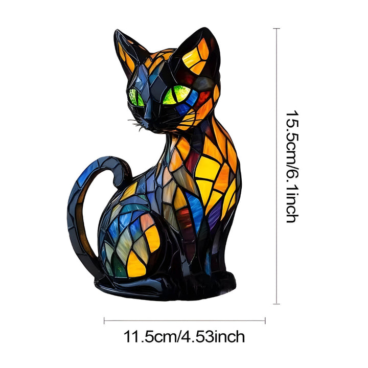 Die handgefertigte Katzenlampe aus Glas beleuchtet den Raum. Eine einzigartige Farbwechsel Tischleuchte.