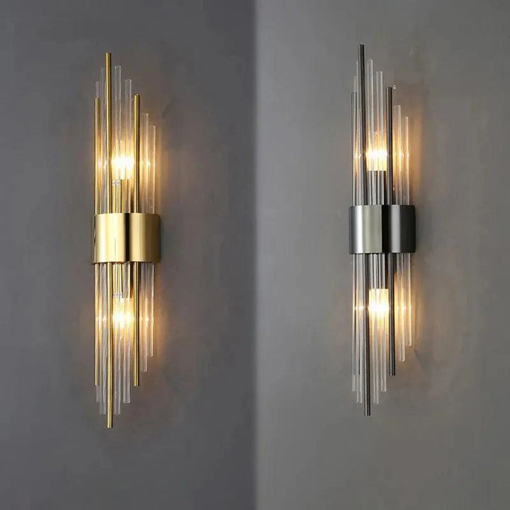 Kristall LED Wandlampe Luméra mit elegantem Design, ideal für luxuriöse Akzente im Wohnzimmer und Flur.