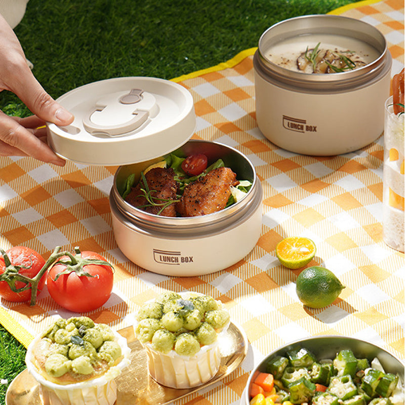 Thermo-Lunchbox Set: Edelstahl-Behälter & isolierte Tragetasche für frisches Essen bei Schule/Picknick.