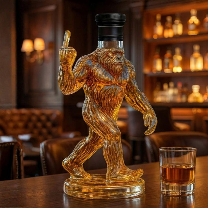 Luxuriöse Bigfoot Whiskey- & Bourbon-Dekantierflasche aus Glas für Genießer, ideales Barzubehör & Männergeschenk.
