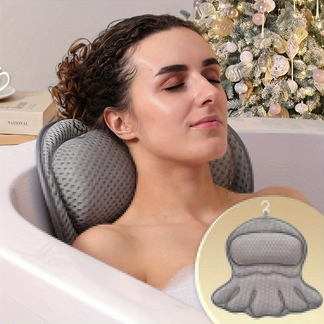 Luxuriöses 4D Badekissen für Badewanne mit Nacken- und Rückenstütze, bietet optimalen Komfort und Entspannung.