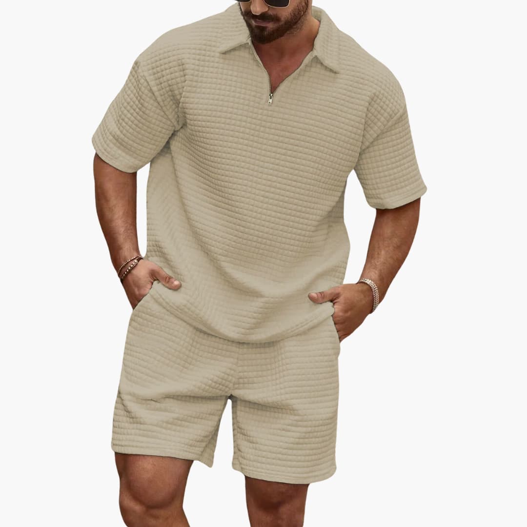 Modernes Herren Kurzarm Freizeit-Set, zweiteilig, perfekt als Loungewear für Herren.