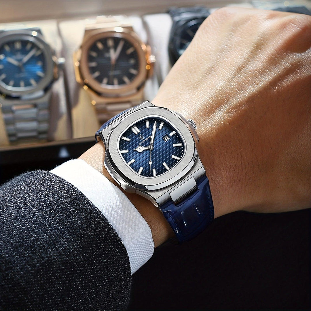 Die elegante Herrenuhr mit dunklem Zifferblatt, ideal als Herren Accessoire für formelle Anlässe.