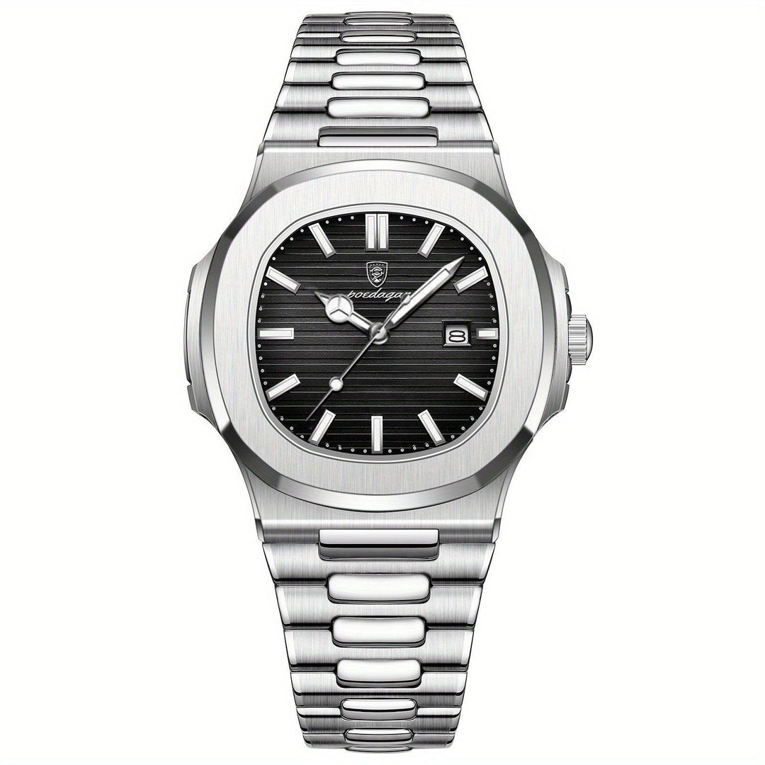 Nahaufnahme des Lederarmbands der klassischen Herrenuhr; Komfort und Stil vereint in diesem Zeitmesser.
