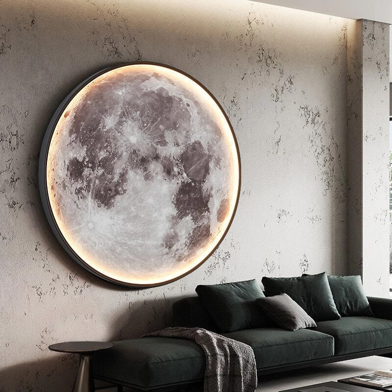 Stimmungsvolles LED Mondlicht für Schlafzimmer oder Wohnzimmer, dimmbare Helligkeit schafft entspannte Atmosphäre.