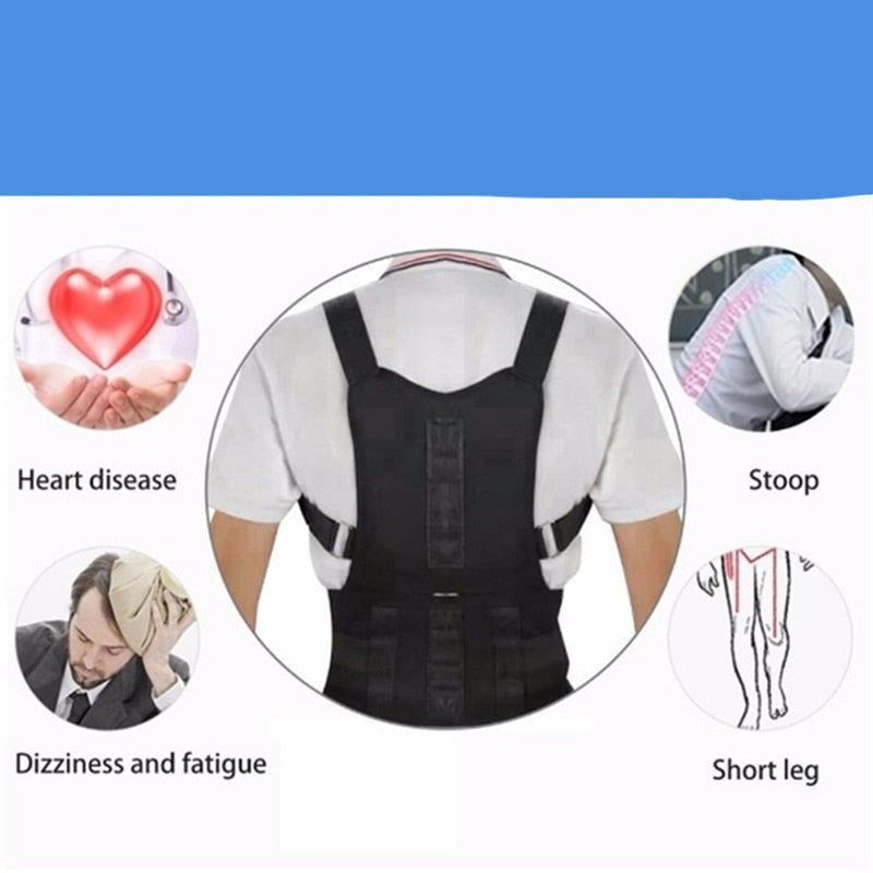Atmungsaktive Unisex Rückenstütze mit integrierten Magneten, bietet Komfort & unterstützt eine gesunde Haltung.