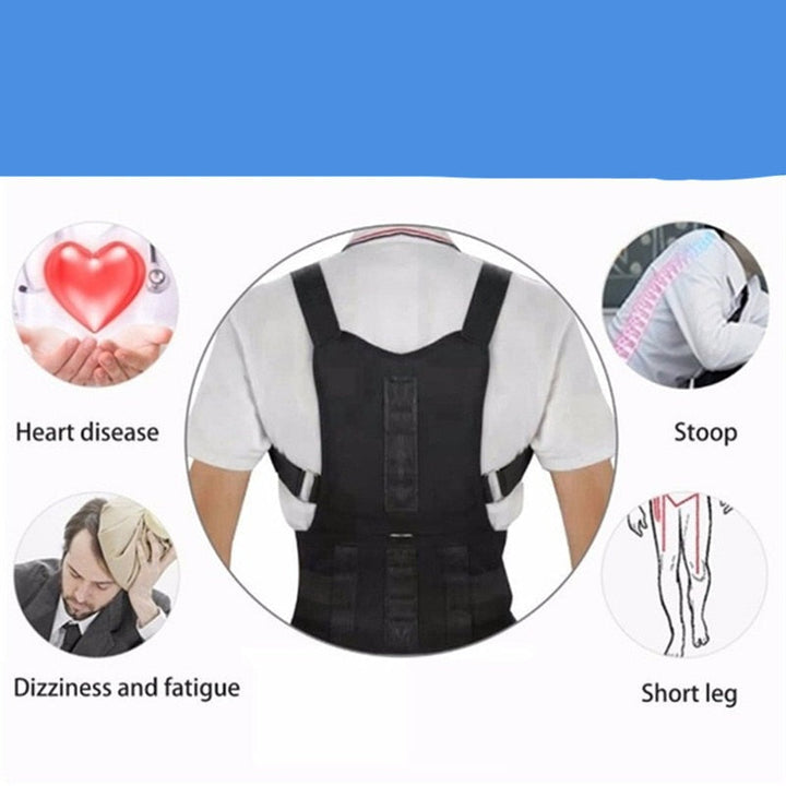 Atmungsaktive Unisex Rückenstütze mit integrierten Magneten, bietet Komfort & unterstützt eine gesunde Haltung.