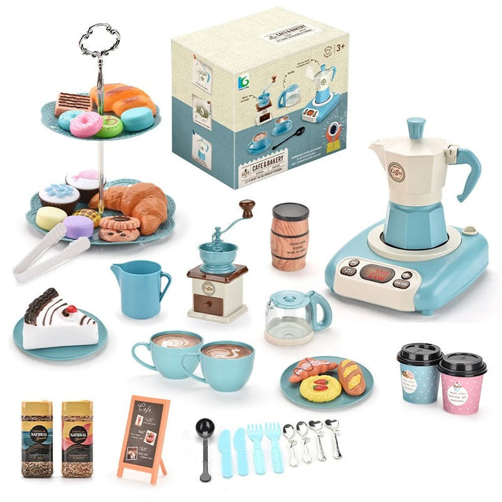 Kinder Barista & Bäcker Café Spielset aus Holz & Plastik für Rollenspiele; ideal für Vorschule & Kreativität.