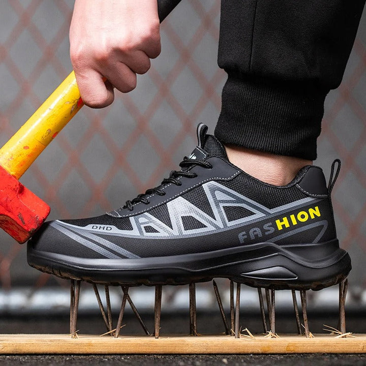 Hochwertige Herren S3 Arbeitsschuhe, robust, wasserabweisend, mit breiter Stahlkappe für maximalen Schutz.