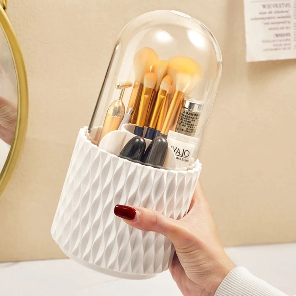 Effizienter Make-up-Organizer drehbar mit vielen Fächern; perfekt für Badezimmer & Schminktisch Ordnung.