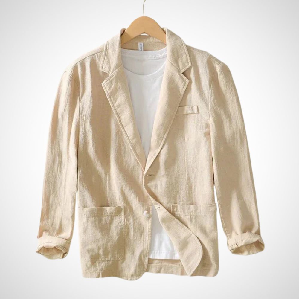Stilvoller Herrenblazer aus Leinen-Baumwollmischung, lässig-elegant, hervorragend für warme Tage.