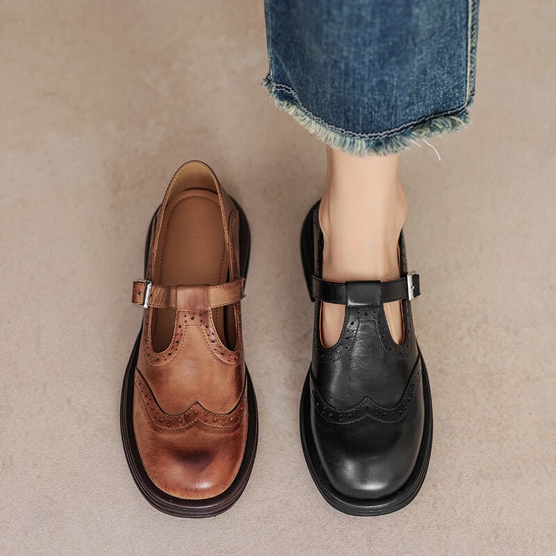 Stilvolle Herbst-Winter Damen Mary Janes, flach, mit verstellbarem Riemen und rutschfester Sohle für sicheren Tritt.