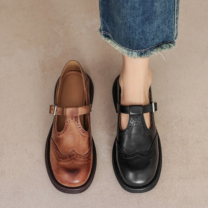 Stilvolle Herbst-Winter Damen Mary Janes, flach, mit verstellbarem Riemen und rutschfester Sohle für sicheren Tritt.