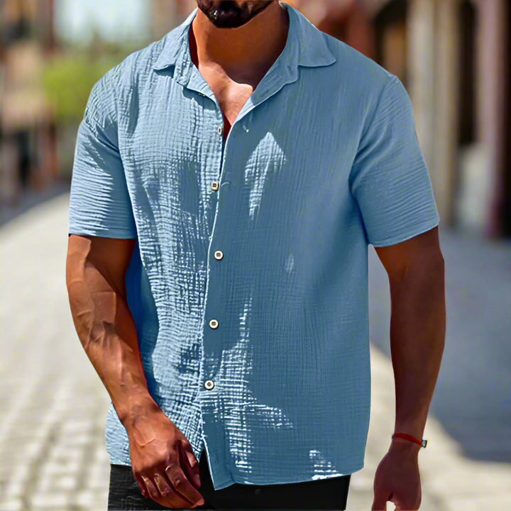 Elegantes, atmungsaktives Herren Leinenhemd (Langarm) für stilvolle Freizeitlooks; bequem und perfekt für warme Tage.