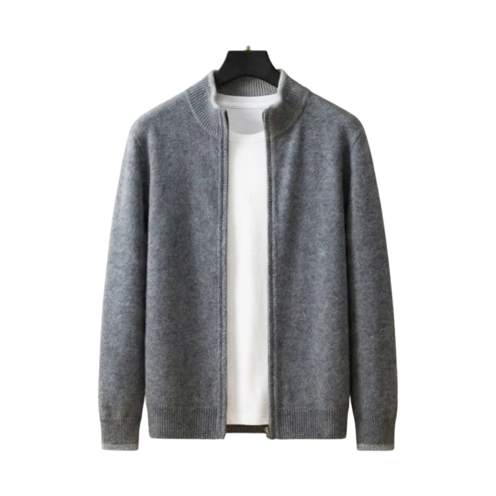 Grauer Herren Zip-Pullover Slim Fit, Langarm Oberteil, vielseitig für den Alltag und clevere Layering-Outfits.