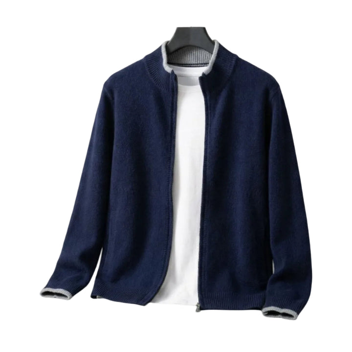 Blauer Herren Langarm Zip-Pullover, Slim Fit, leicht & bequem, perfekt für Freizeit & moderne Herrenmode.