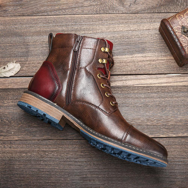 Robuste braune Herren Schnürschuhe mit Urban Style; ideale Casual Stiefeletten für täglichen Gebrauch.