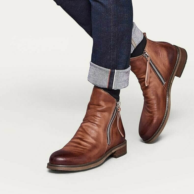 Warme Herren Stiefel aus Echtleder, bequem, rutschfest und vielseitig für jede Jahreszeit.