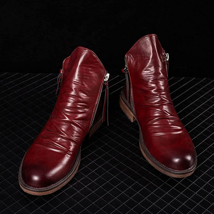 Elegante Herren Freizeitstiefel aus Leder, rutschfest und bequem, ganzjährig tragbar.