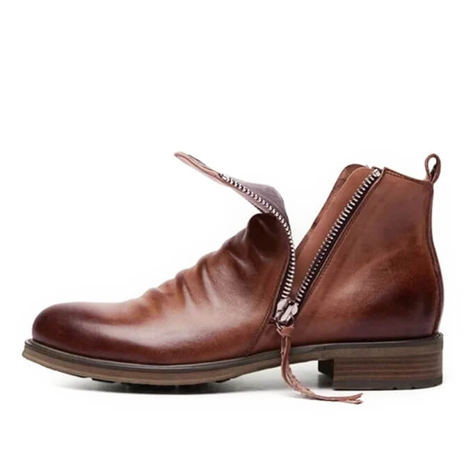 Stilvolle Herren Lederstiefel, rutschfest und bequem, ideal für Alltag, Herbst und Winter.
