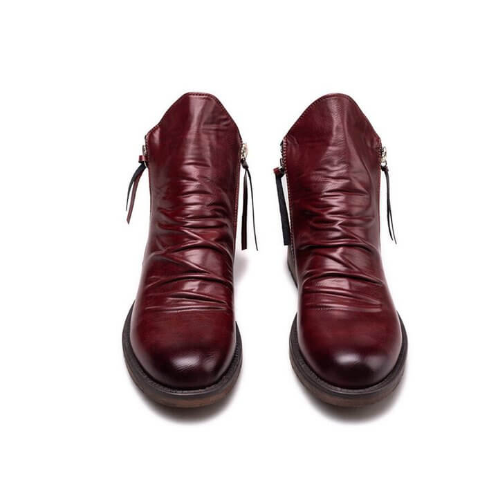 Stilvolle Herren Winterstiefel aus Leder, warm, bequem und mit rutschfester Traktionssohle.