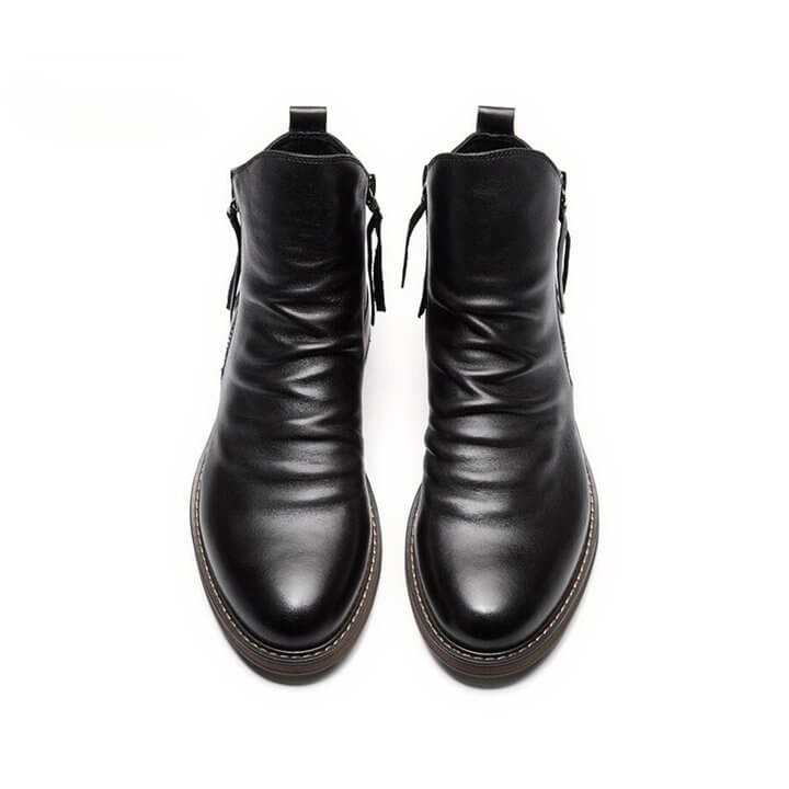 Robuste Herren Herbststiefel aus Leder, elegant, bequem und mit rutschfester Sohle.