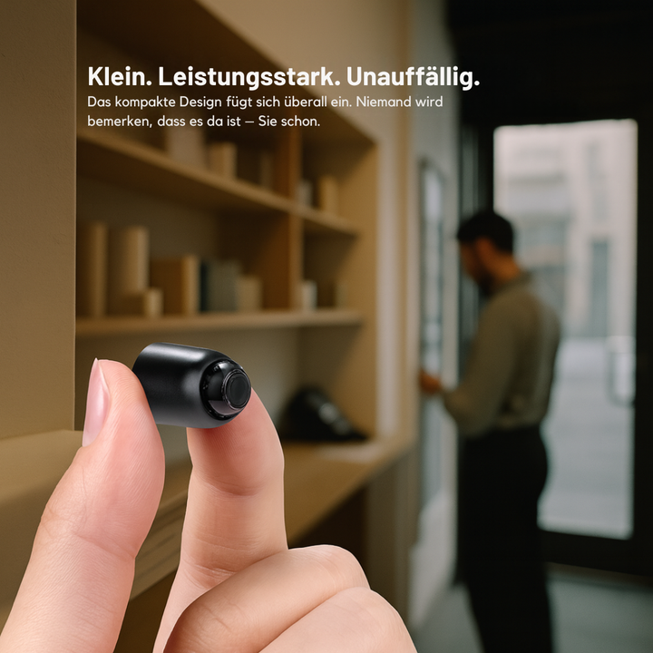 Diskrete Full HD Mini Kamera mit Nachtsichtfunktion zur effektiven Heimüberwachung. Mit 32 GB Speicherkarte.