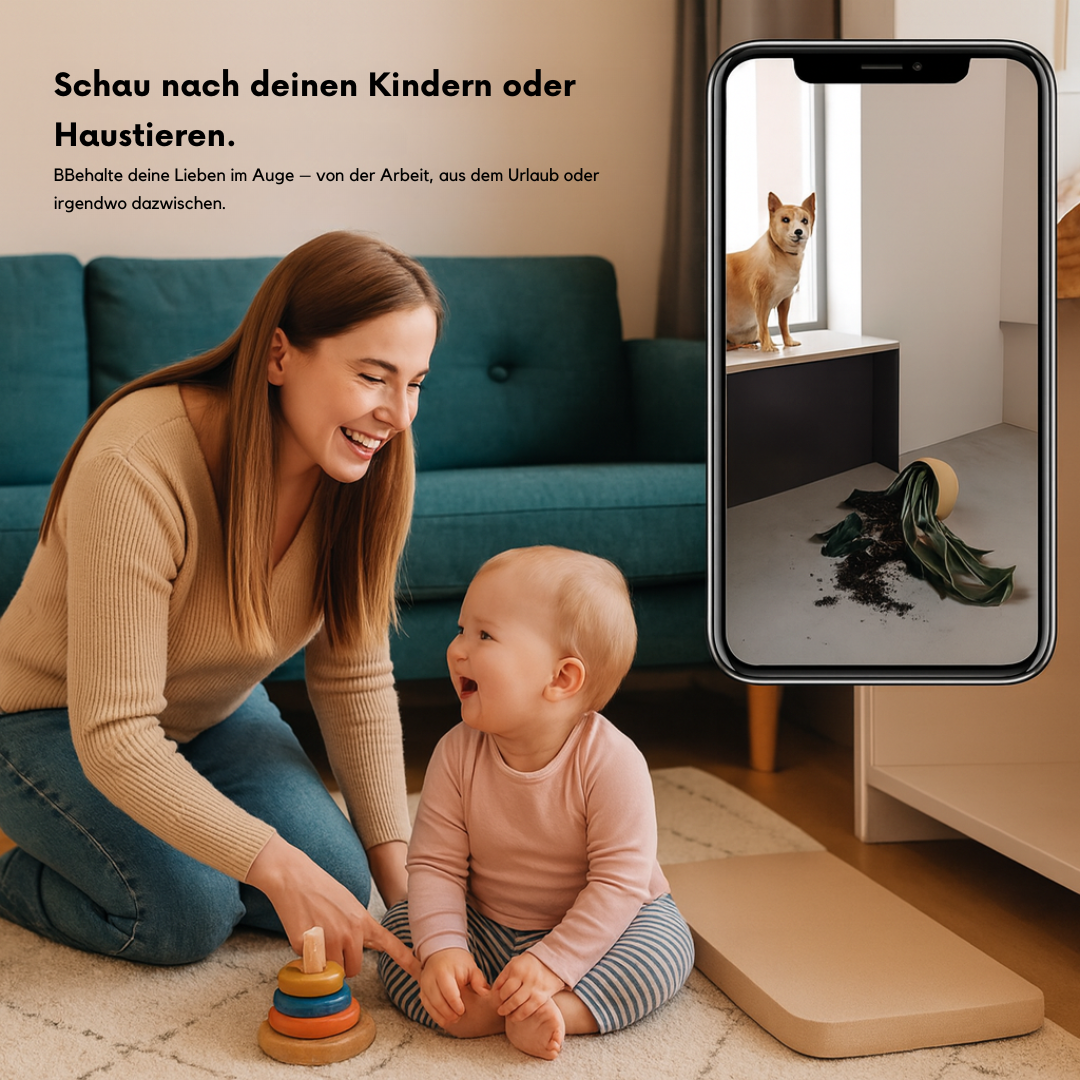 WLAN Mini-Kamera mit integrierter Nachtsicht und Full HD für zuverlässige Sicherheit im Innenbereich.