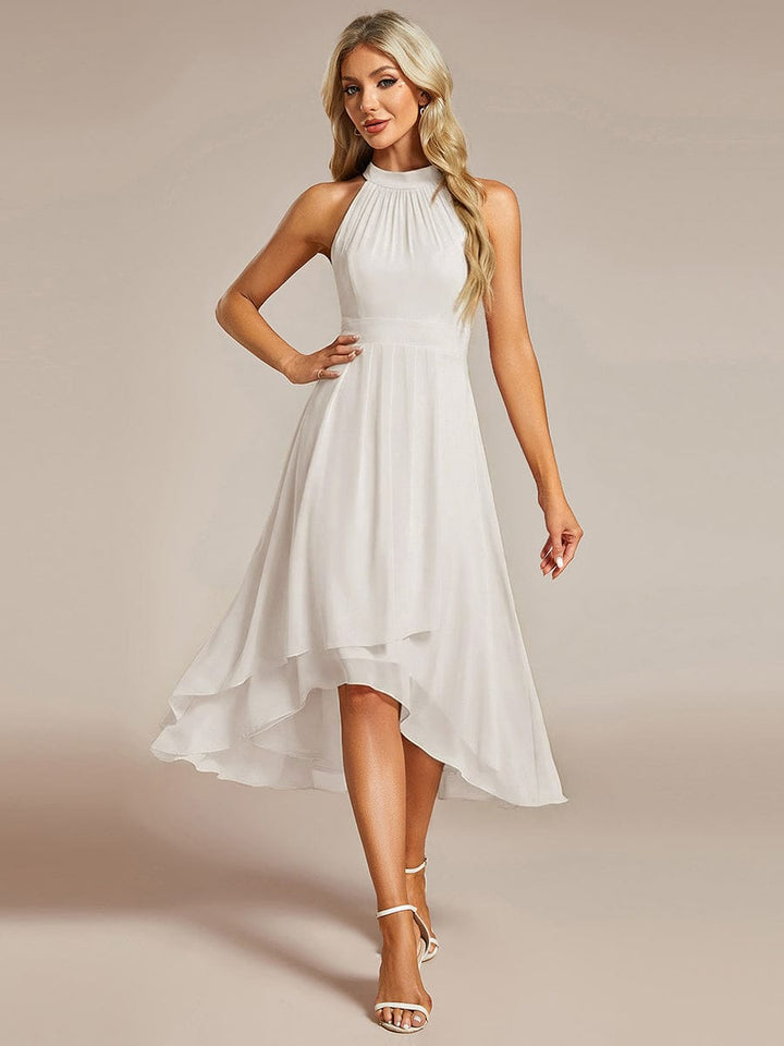 Festliches Halterneck Damenkleid, A-Linie, Midilänge, fließend für glamouröse Events.