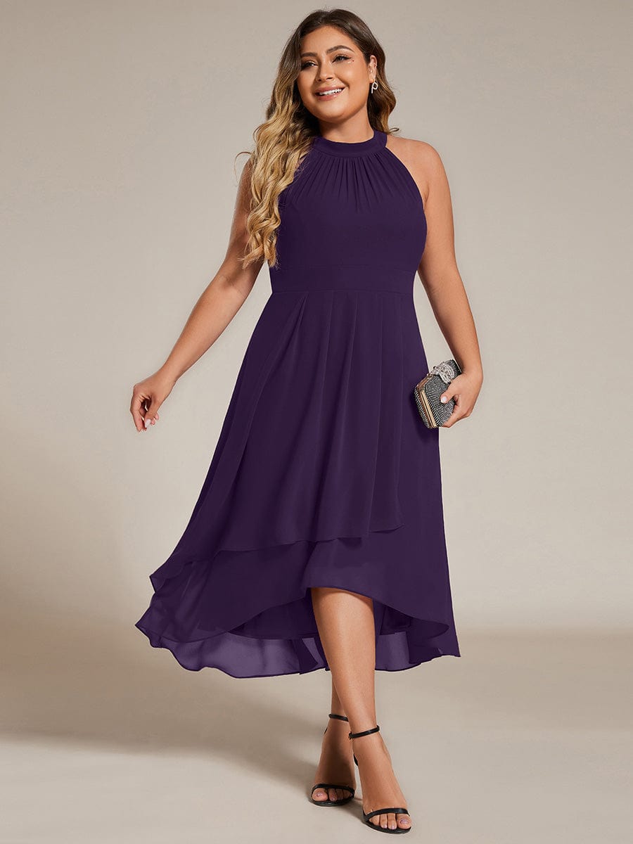 Damen A-Linie Midikleid, Halterneck, festlich & fließend, für Hochzeiten und Galas.