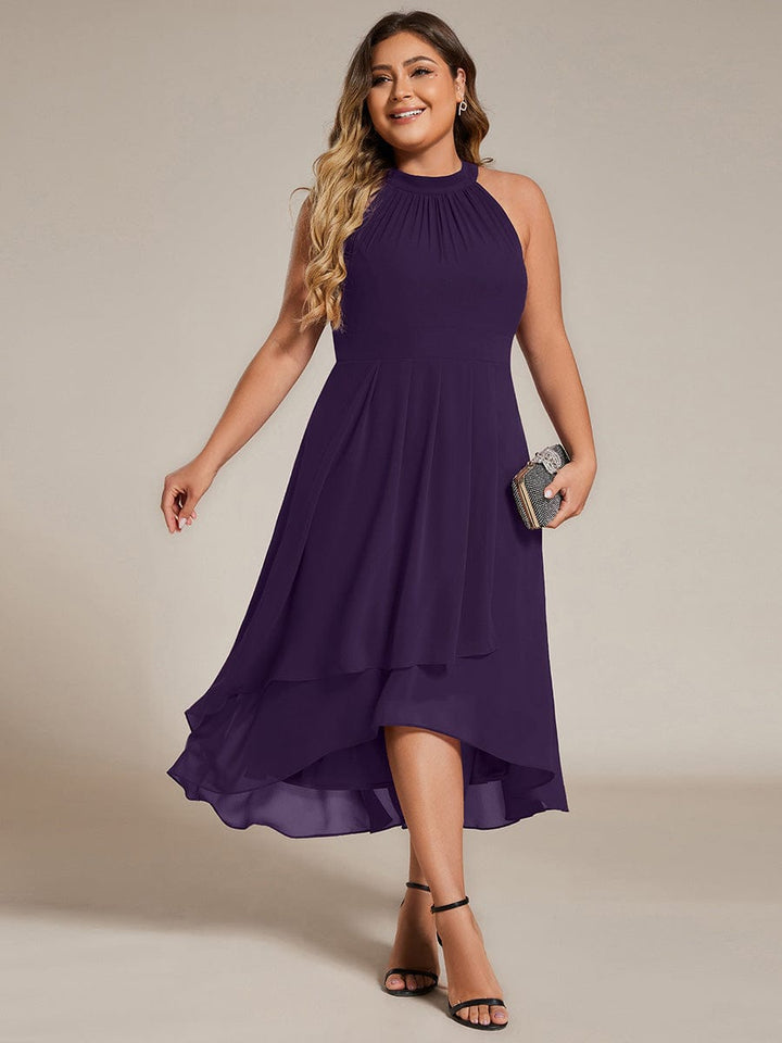 Damen A-Linie Midikleid, Halterneck, festlich & fließend, für Hochzeiten und Galas.