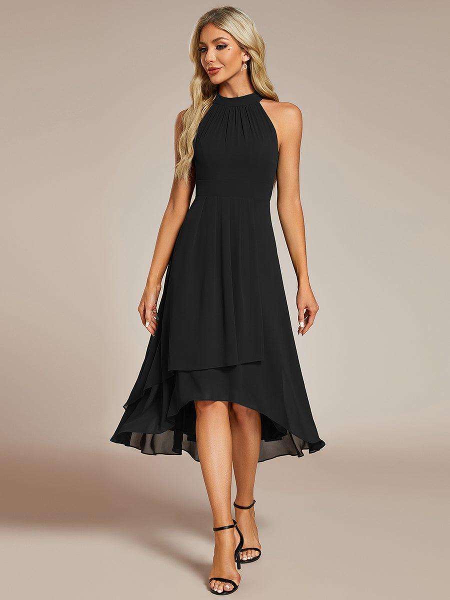 Modernes A-Linie Halterneck Midikleid, Damen, fließend und elegant für Abend-Events.