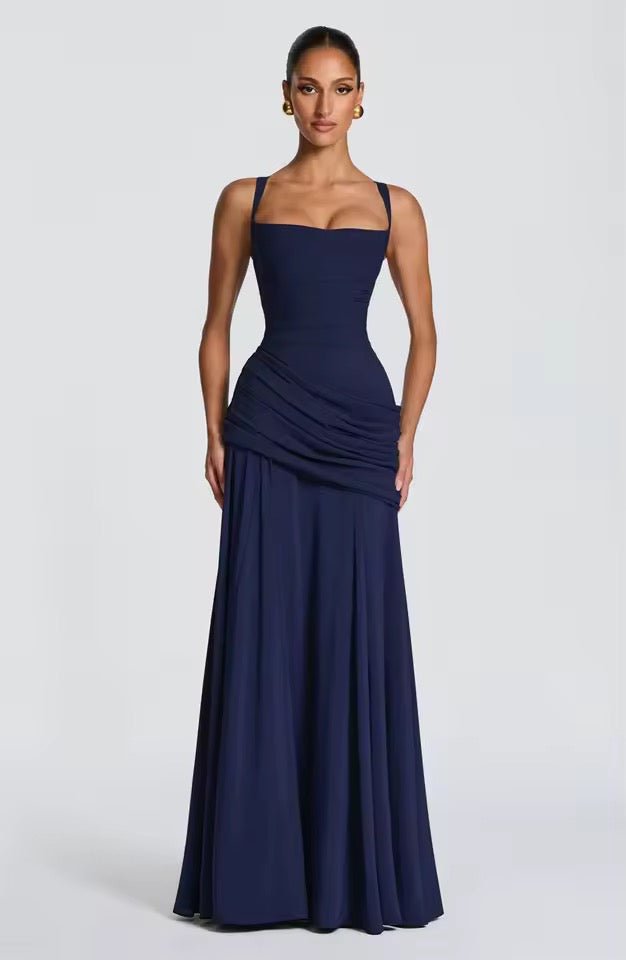 Abendkleid Damen lang, elegant mit Herzausschnitt, Raffung & figurschmeichelndem Schnitt. Perfekt für Gala.