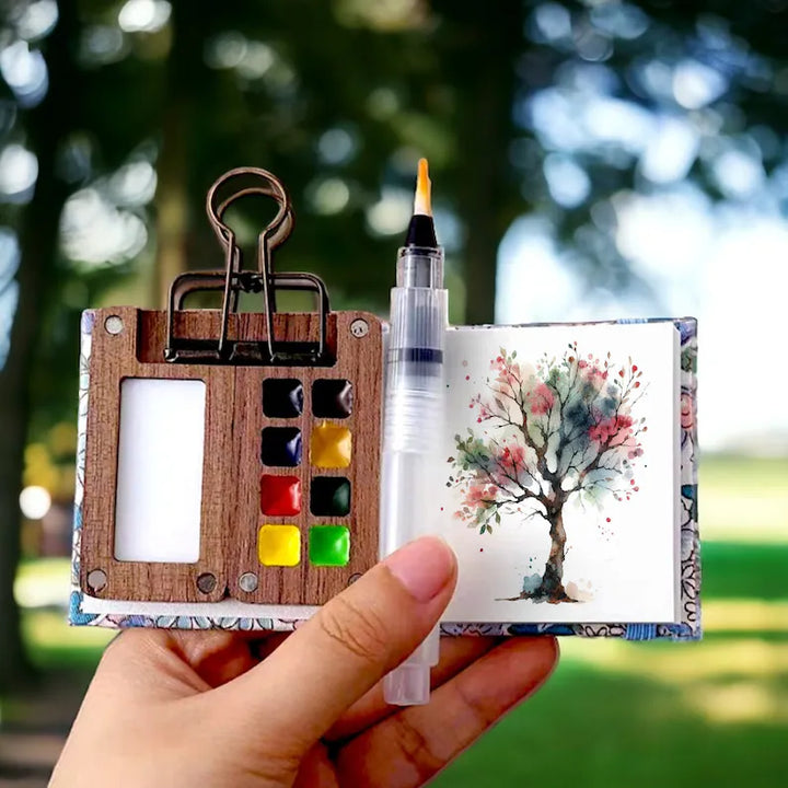 Mobiles Aquarell-Malkasten-Set mit 24 leuchtenden Farben & Pinsel, ideal für Künstler & Kinder.