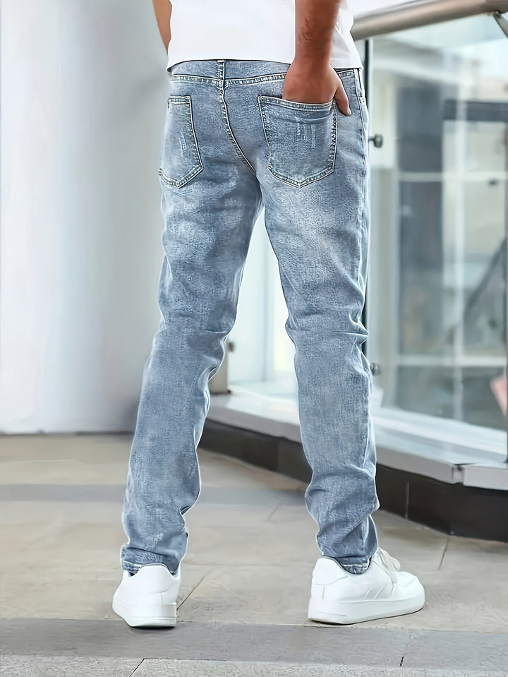 Vielseitige schwarze Herren Stretch-Jeans, bequeme Passform, ganzjährig, perfekt für einen lässigen Look.
