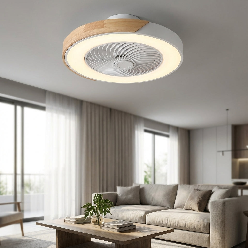 Modernes Breezora LED-Deckenventilator mit Licht & Fernbedienung, flüsterleise für Wohn- & Schlafzimmer.