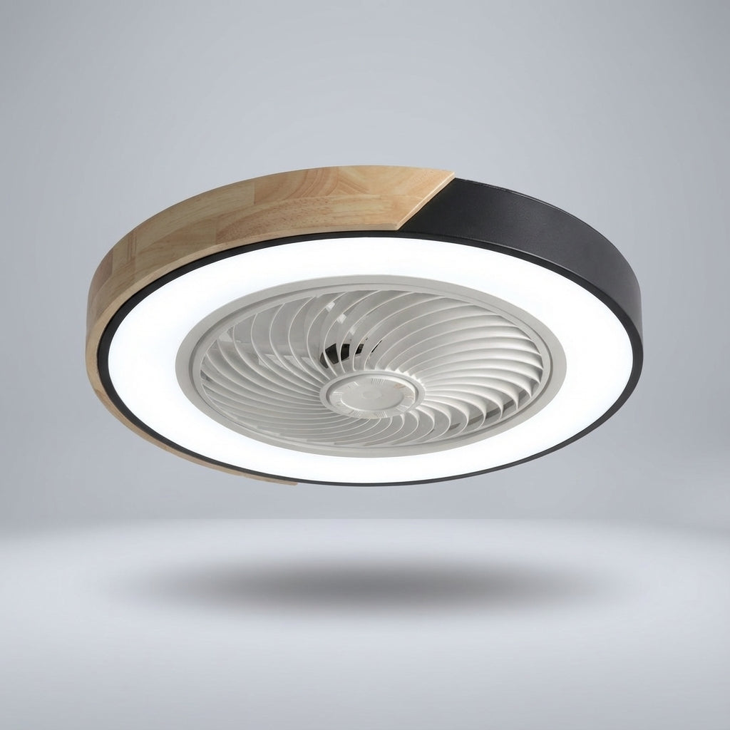 Geräuscharmer Deckenventilator mit LED-Deckenleuchte, moderne Optik, Fernbedienung für einfache Steuerung.