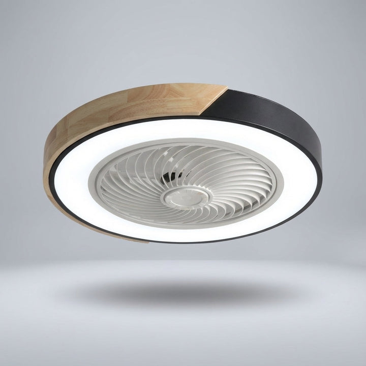 Geräuscharmer Deckenventilator mit LED-Deckenleuchte, moderne Optik, Fernbedienung für einfache Steuerung.