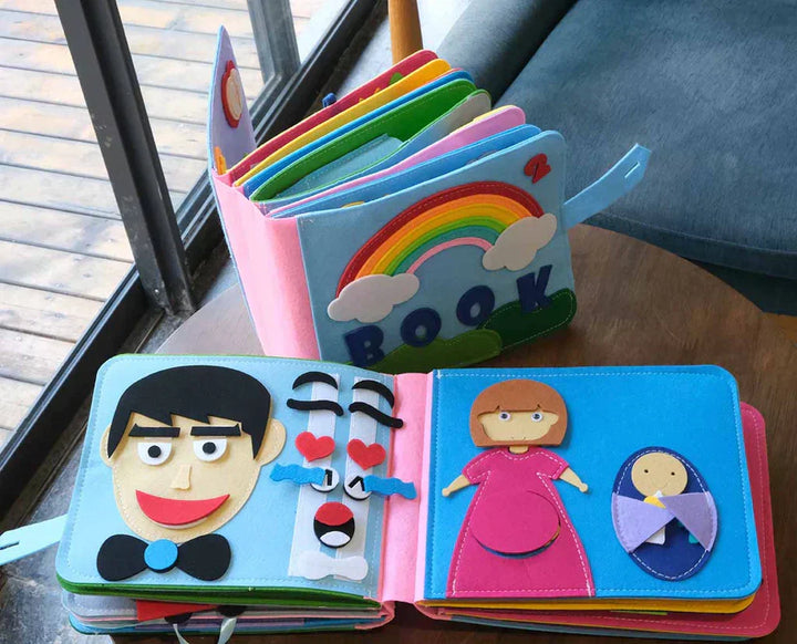 Pädagogisches Filzbuch für Kinder, inspiriert von Montessori, ein tolles Geschenk zur Förderung der Kreativität.
